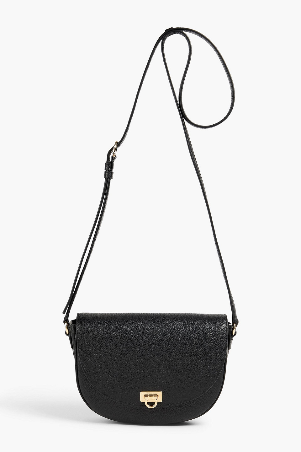 Ferragamo Travel Pebbled-leather Cross-body Bag In Black