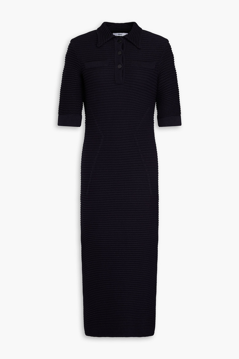 Safiyaa Akilah Crochet-knit Cotton Midi Dress In Blue