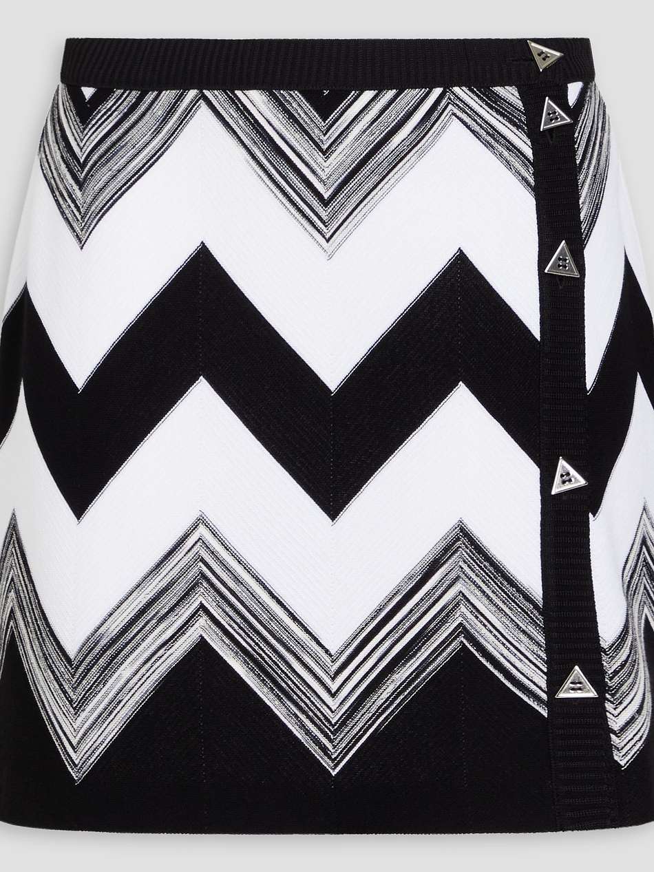 cotton-blend crochet-knit mini skirt