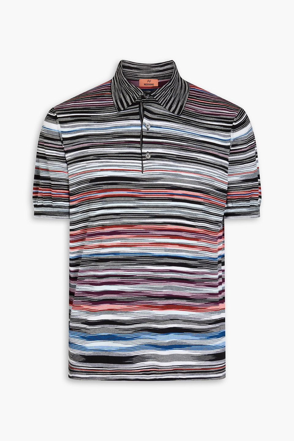 Space-dyed crochet-knit cotton polo shirt