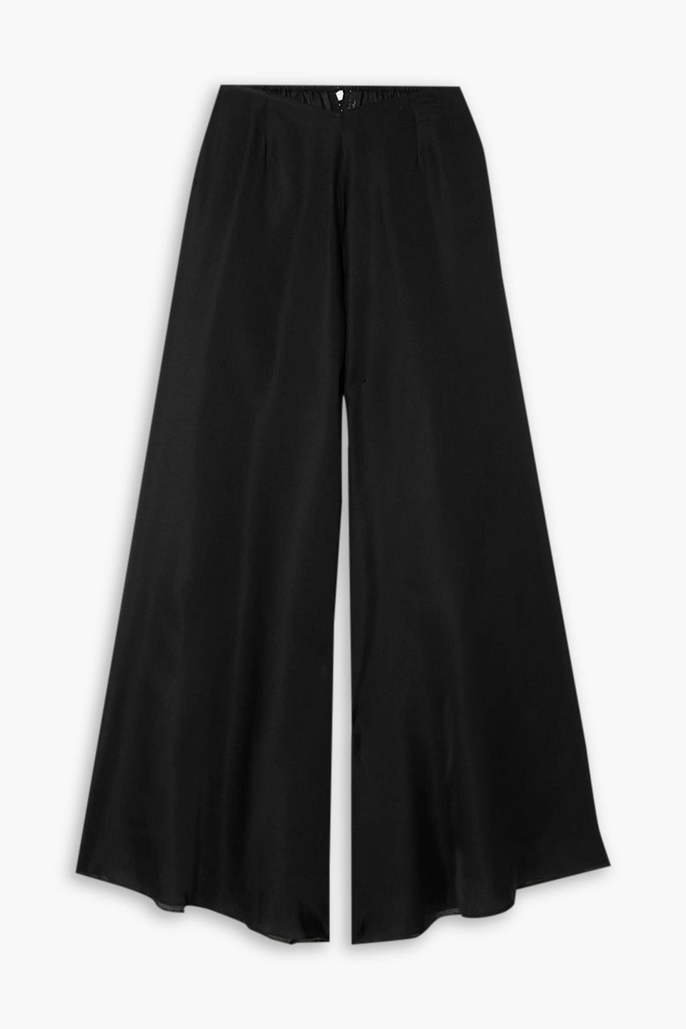 Rosamosario Vogue Silk-satin Wide-leg Trousers In Black
