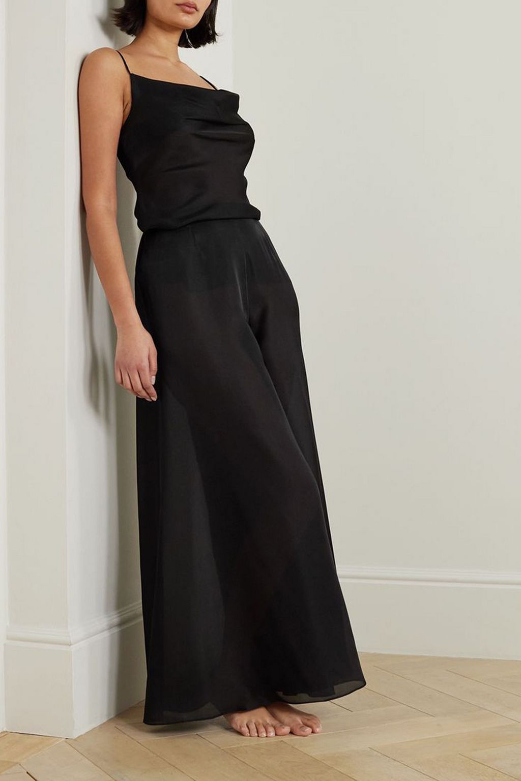 ROSAMOSARIO Vogue silk-satin wide-leg pants