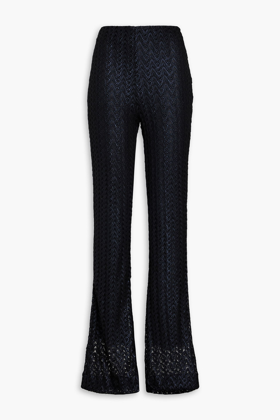 Missoni Crochet-knit Wool-blend Flared Pants In Schwarz