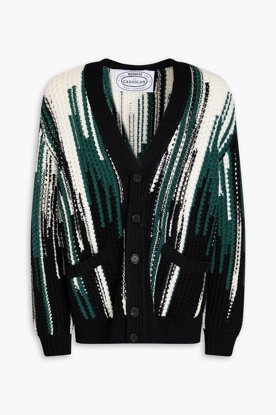 Jacquard-knit wool-blend cardigan