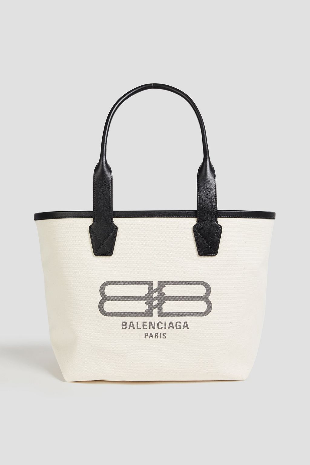 BALENCIAGA Jumbo leather trimmed canvas tote THE OUTNET
