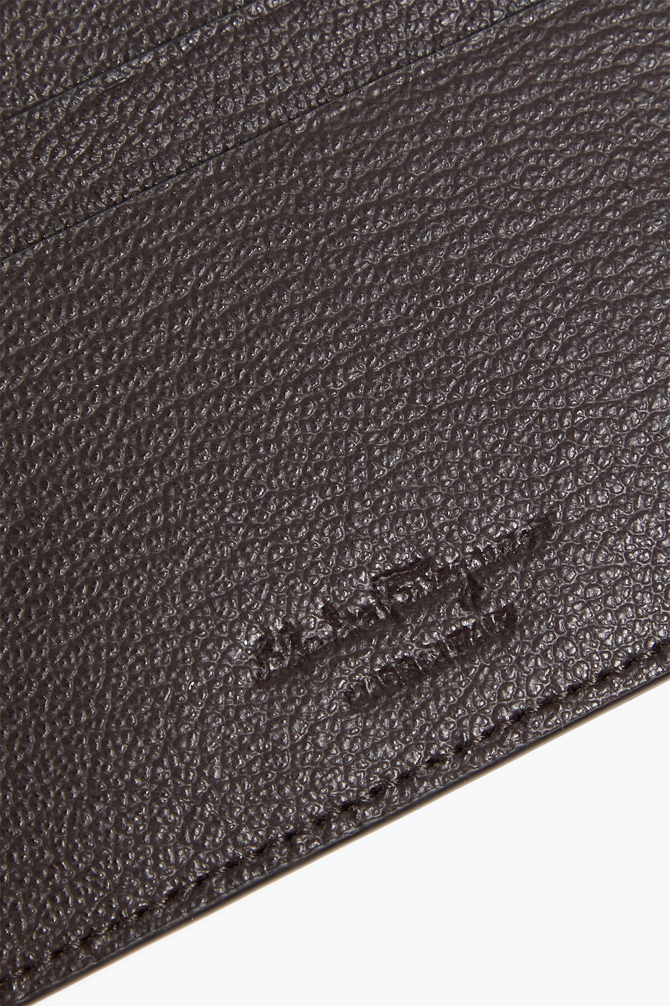 Ferragamo Embellished Pebbled-leather Cardholder In Dark Brown