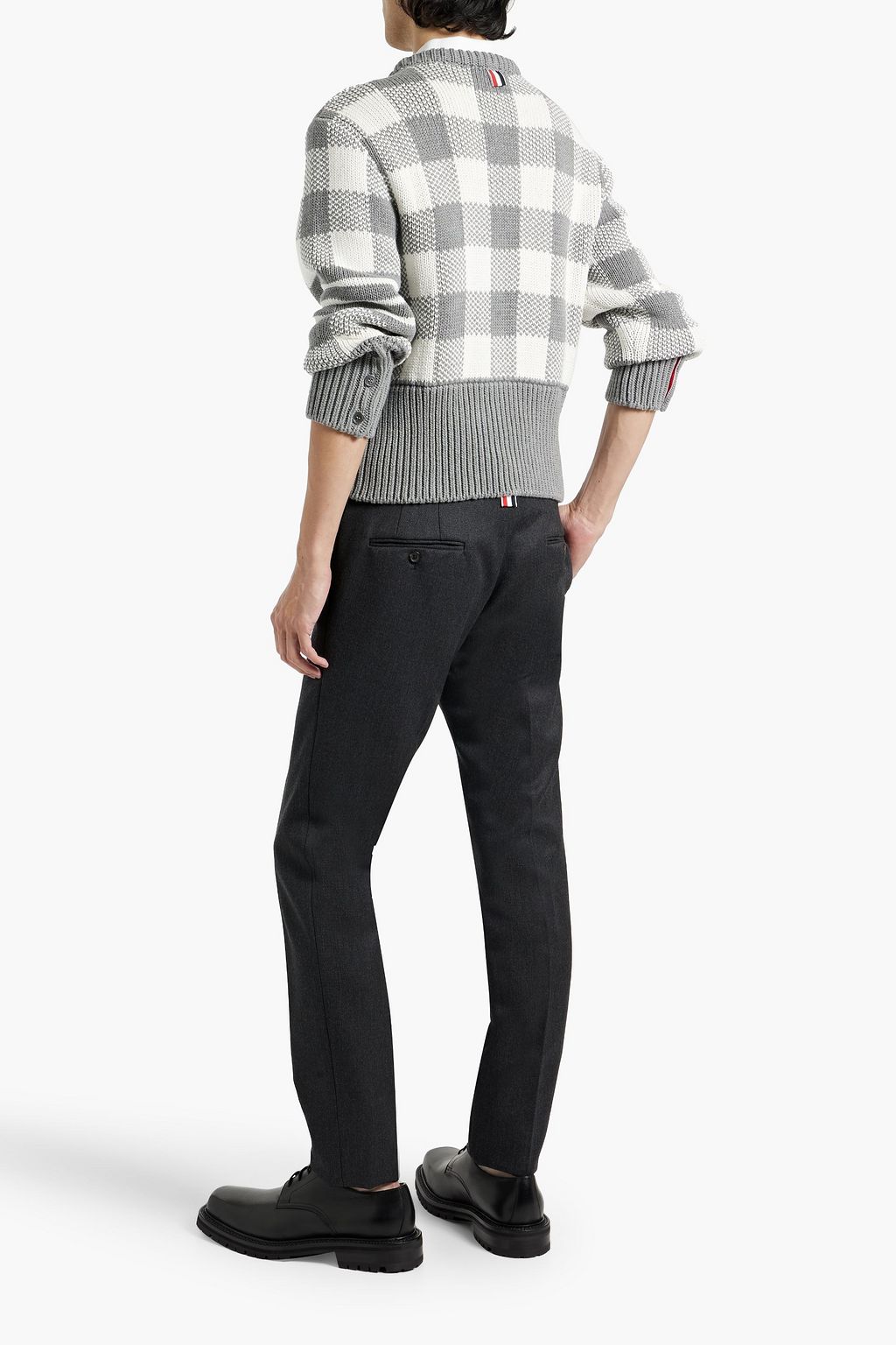 THOM BROWNE Checked jacquard-knit cotton sweater