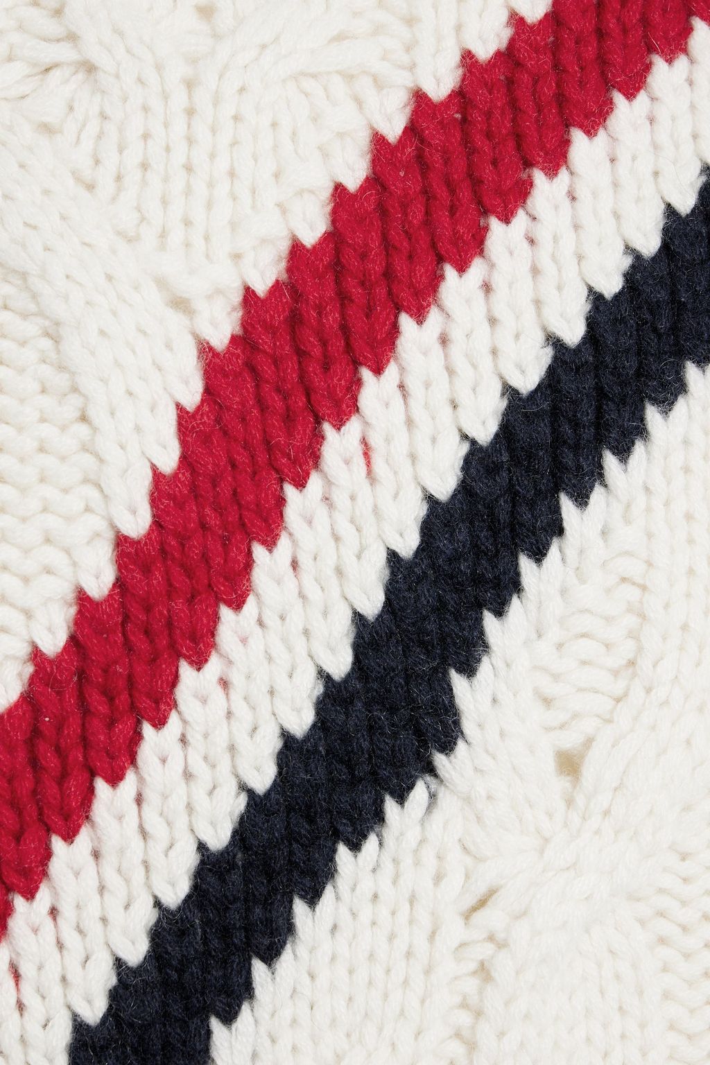 THOM BROWNE Striped cable-knit cashmere turtleneck sweater