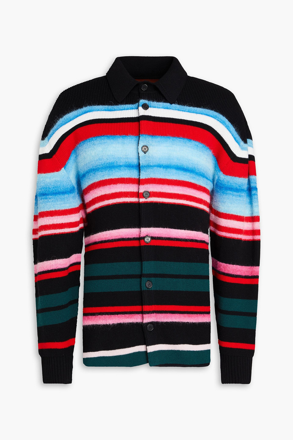 Missoni Striped Wool-blend Cardigan In Black