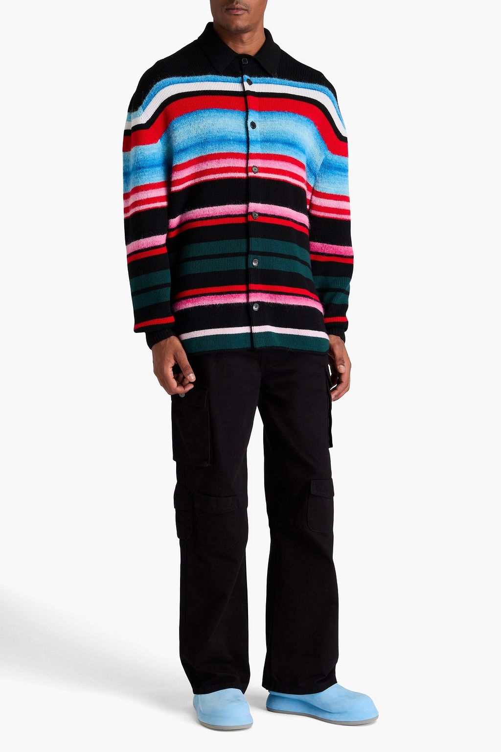 MISSONI Striped ribbed wool-blend shirt