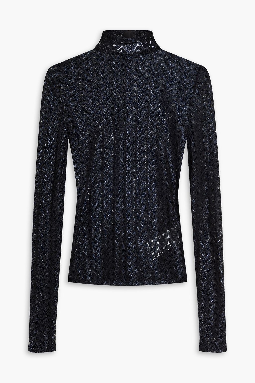 MISSONI Metallic crochet-knit wool-blend turtleneck top