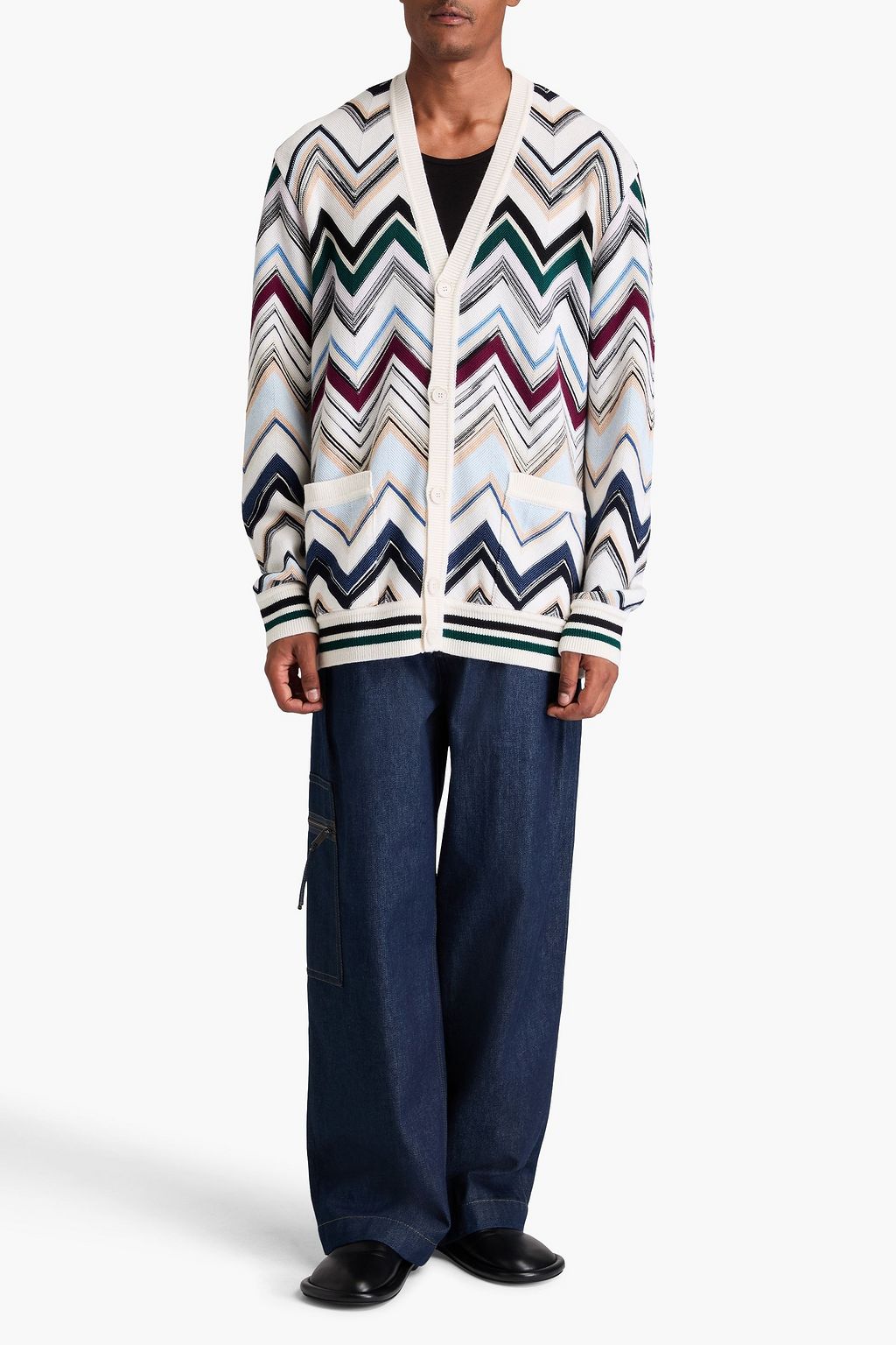 MISSONI Intarsia wool and cotton-blend cardigan