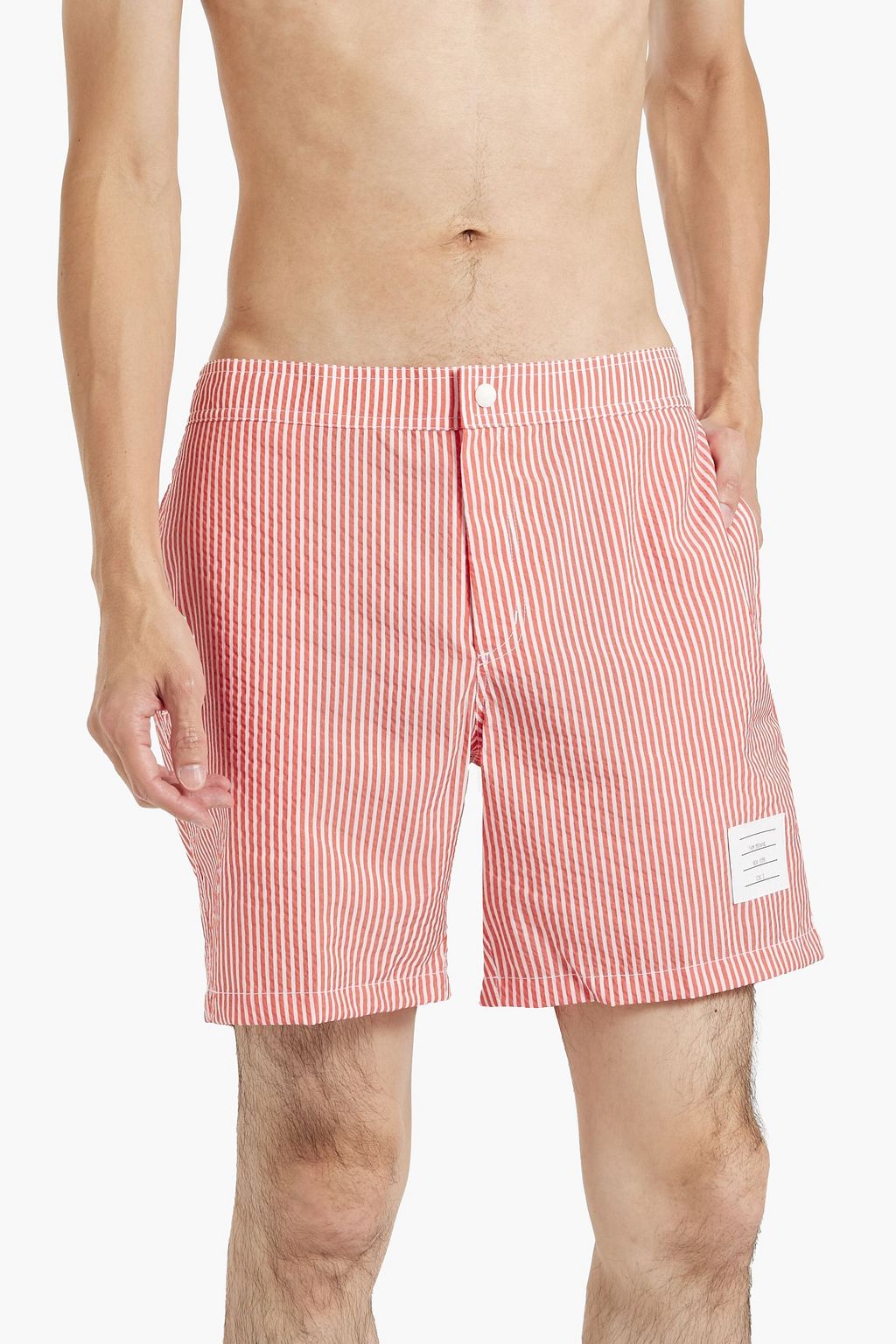 THOM BROWNE Mid-length striped swim shorts