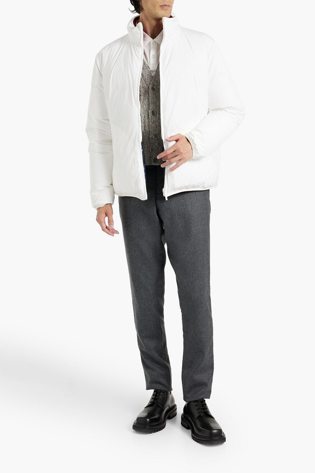 THOM BROWNE Reversible striped shell down jacket