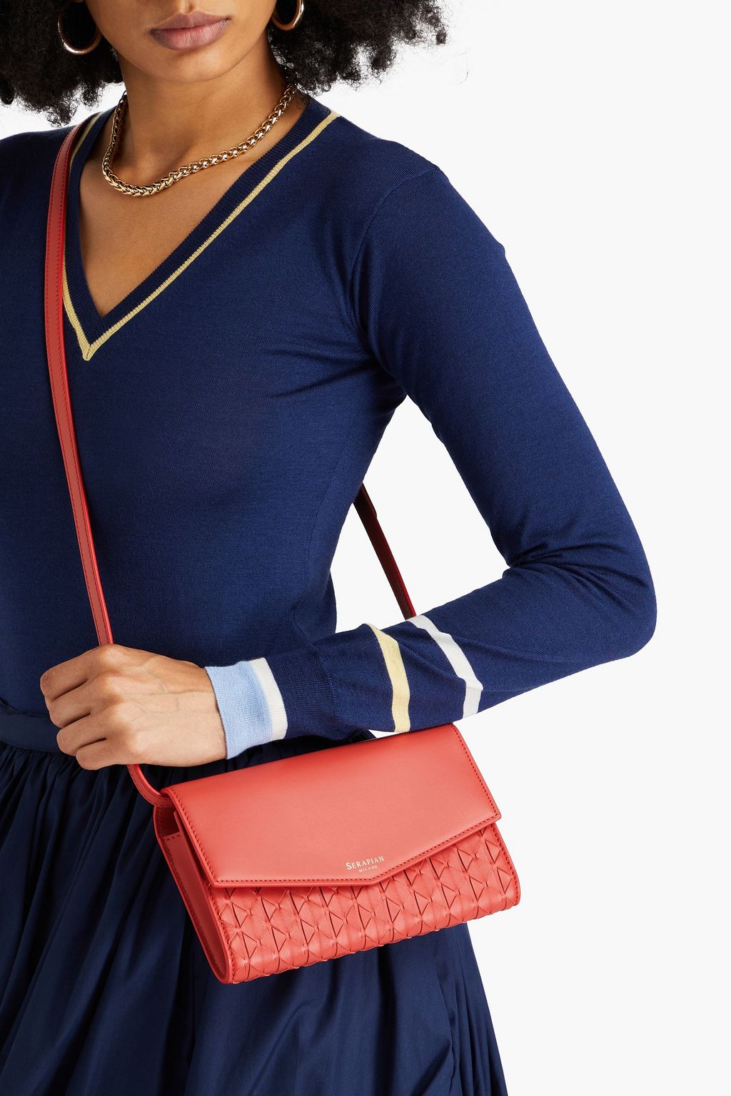 SERAPIAN Woven leather envelope clutch