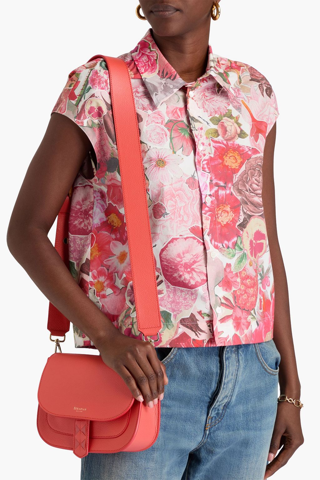 SERAPIAN Pebbled-leather shoulder bag