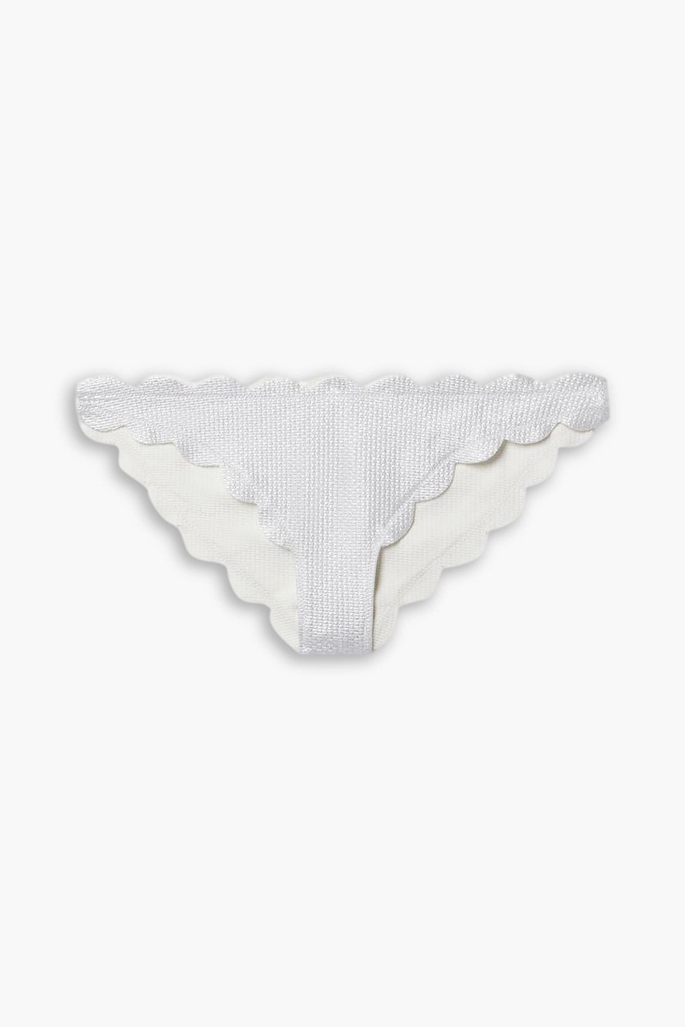 Marysia Antibes Reversible Scalloped Metallic Seersucker Bikini Briefs In Silber