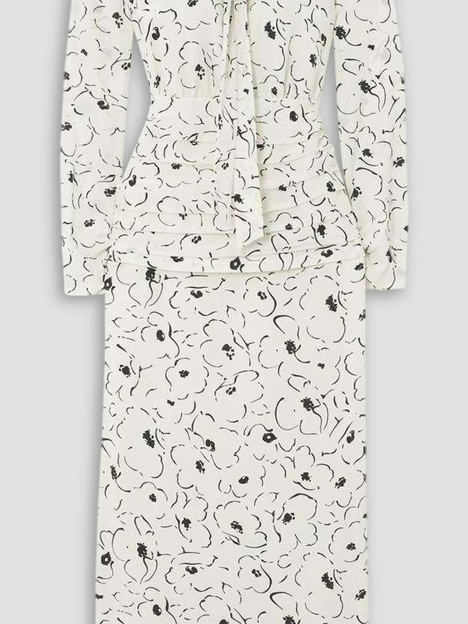 off-the-shoulder floral-print silk crepe de chine midi dress