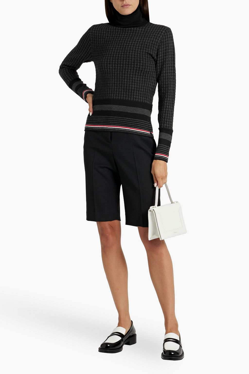 THOM BROWNE Houndstooth merino wool turtleneck sweater
