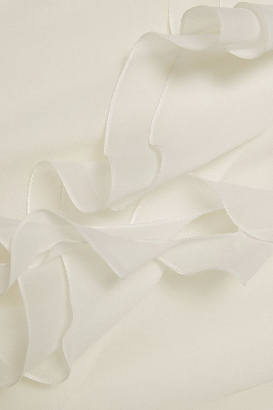 Alessandra Rich Asymmetric Ruffled Silk-georgette Gown In Off-white