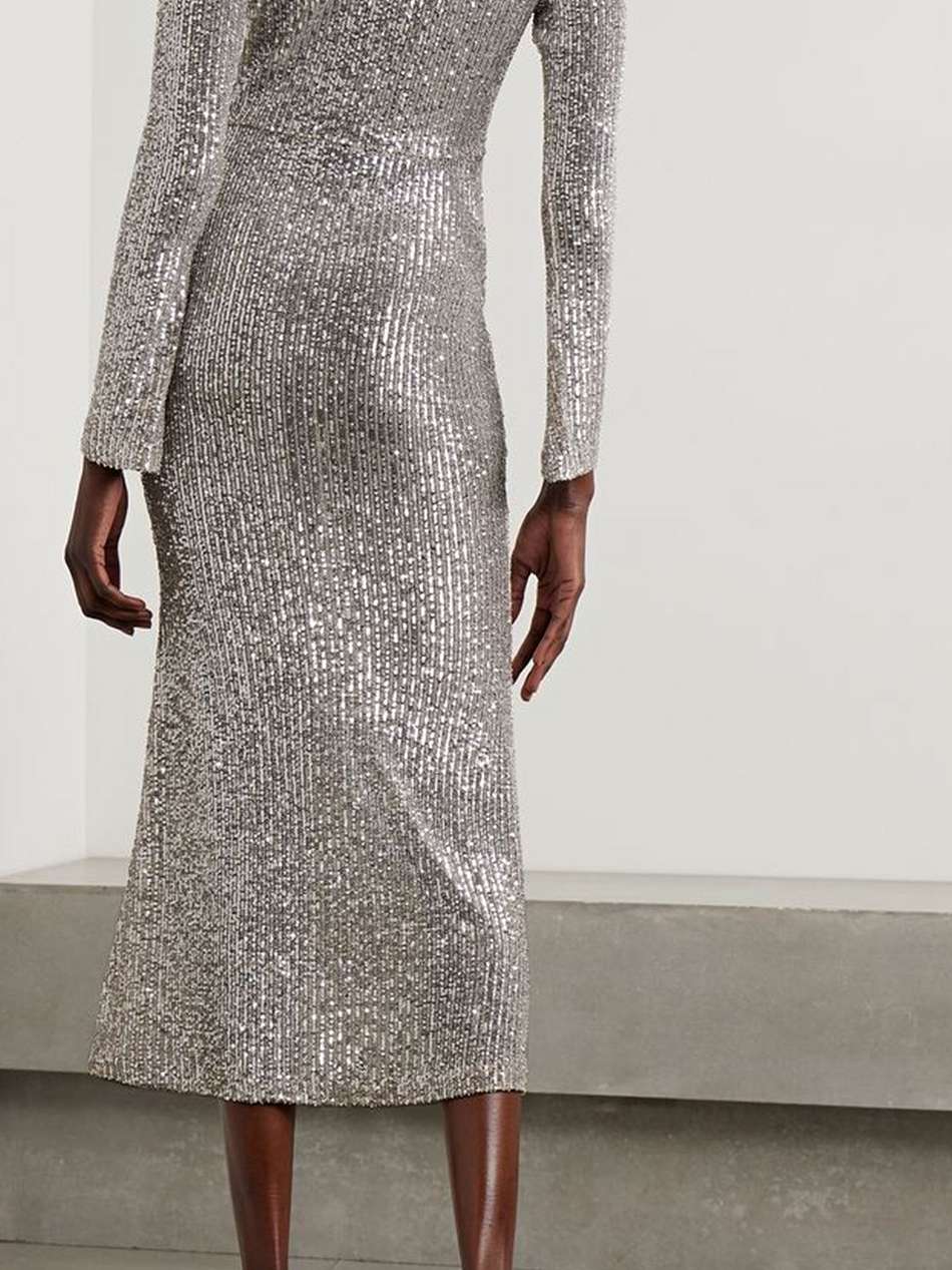 sublime cutout sequined tulle midi dress