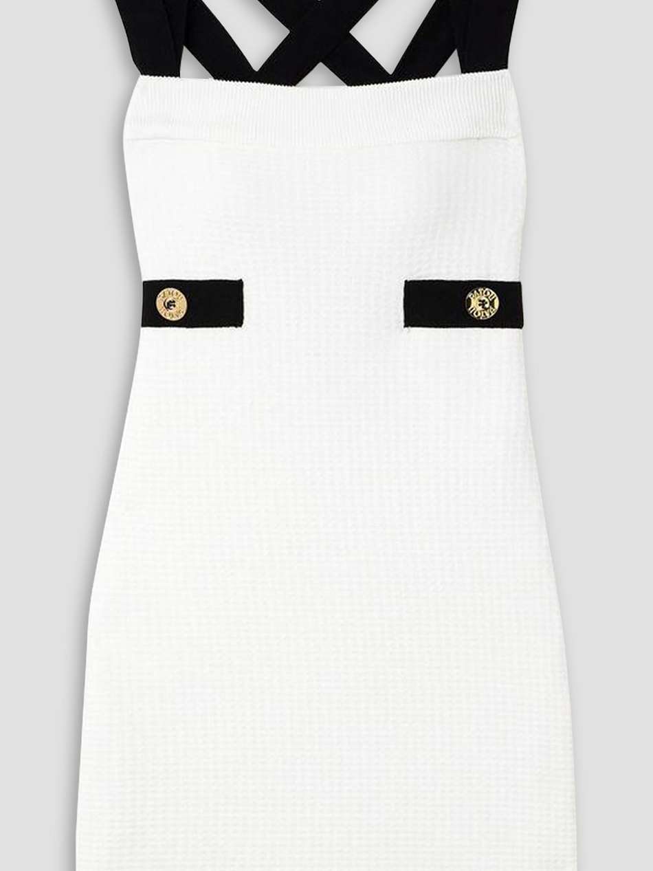 embellished waffle-knit mini dress