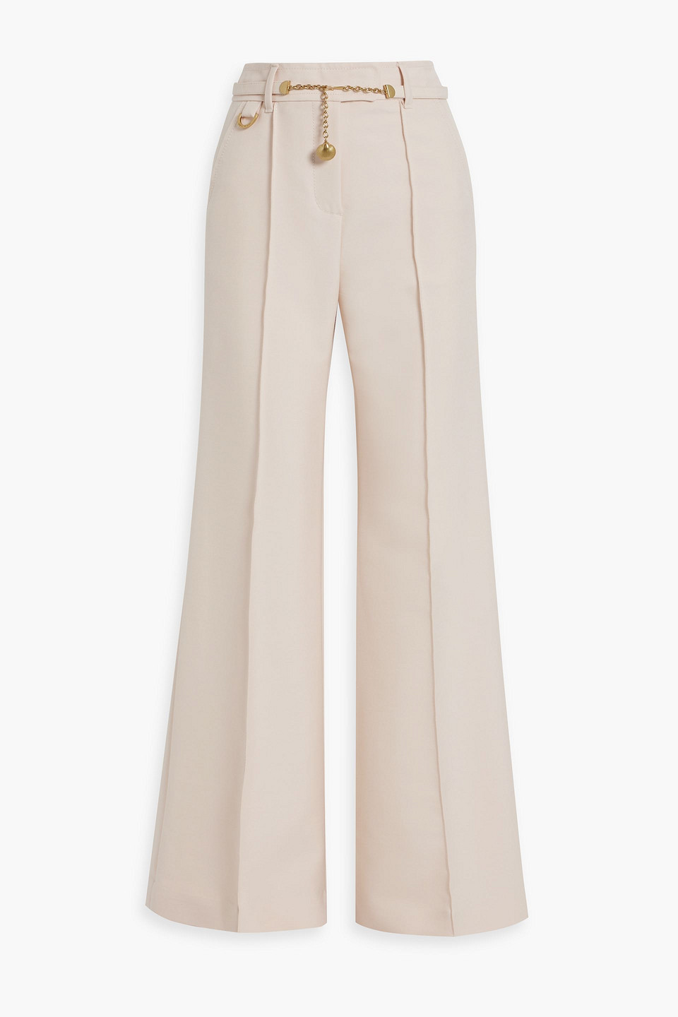 Zimmermann Belted Wool-blend Flared Pants In Pastel Pink