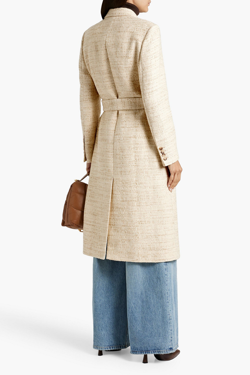 Joseph Cornwall Double-breasted Cotton-blend Tweed Coat In Beige