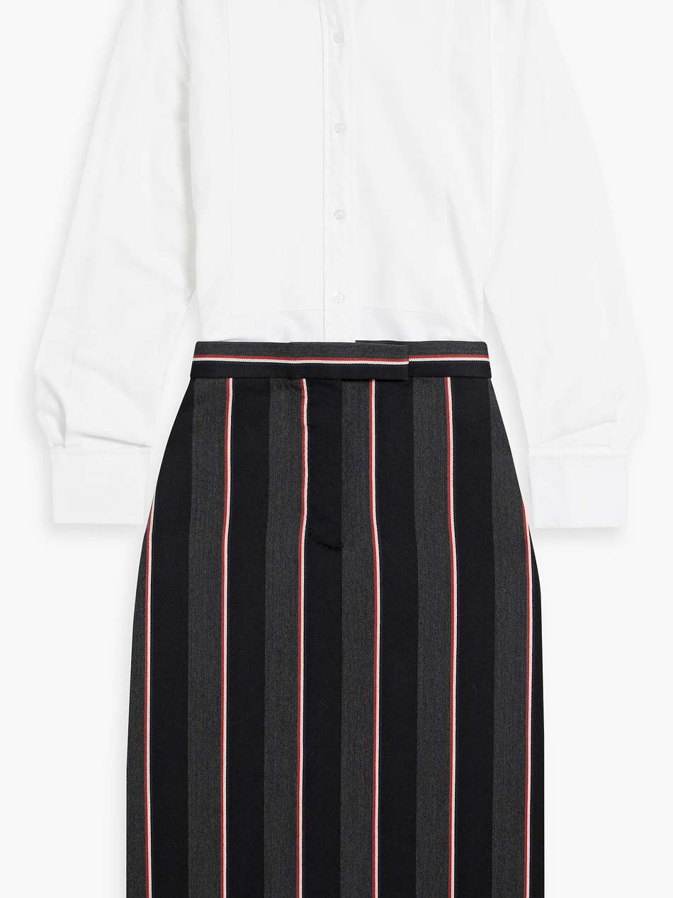 cotton oxford, piqué and striped wool-blend midi shirt dress