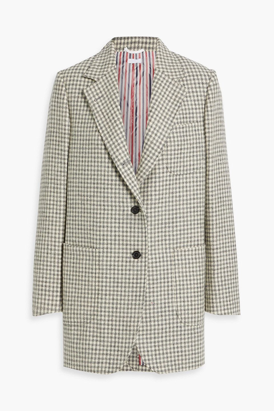 Thom Browne Oversized Houndstooth Wool-tweed Blazer In Gray