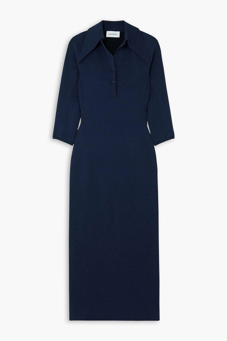 16arlington Alerone Silk And Cotton-blend Midi Dress In Navy