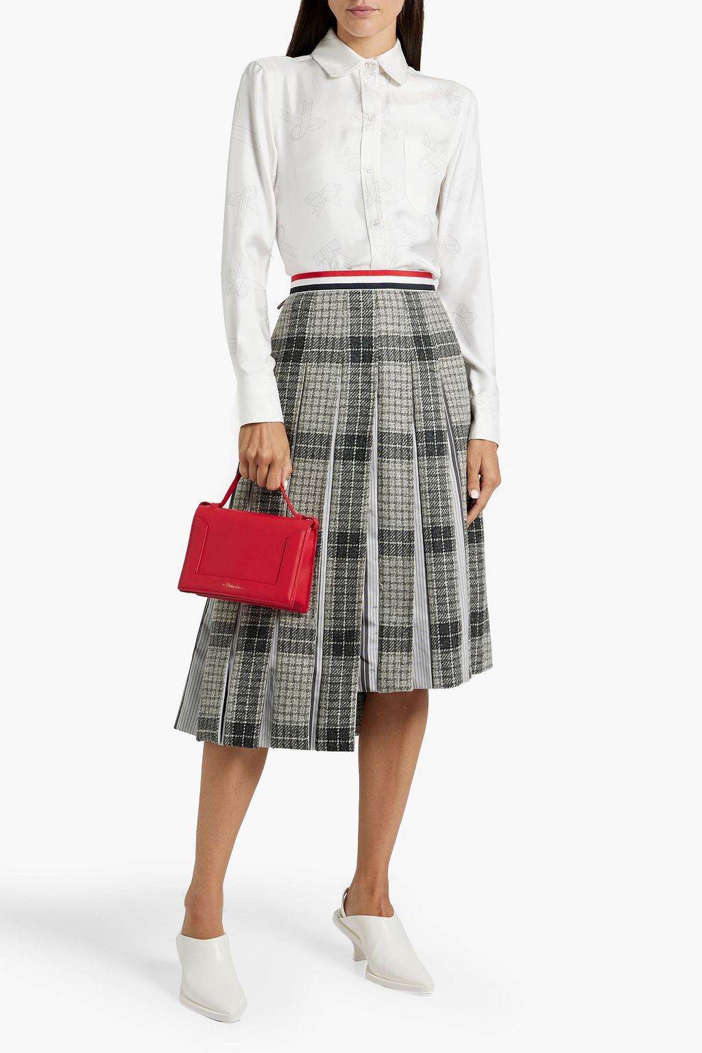 THOM BROWNE Printed silk-twill shirt