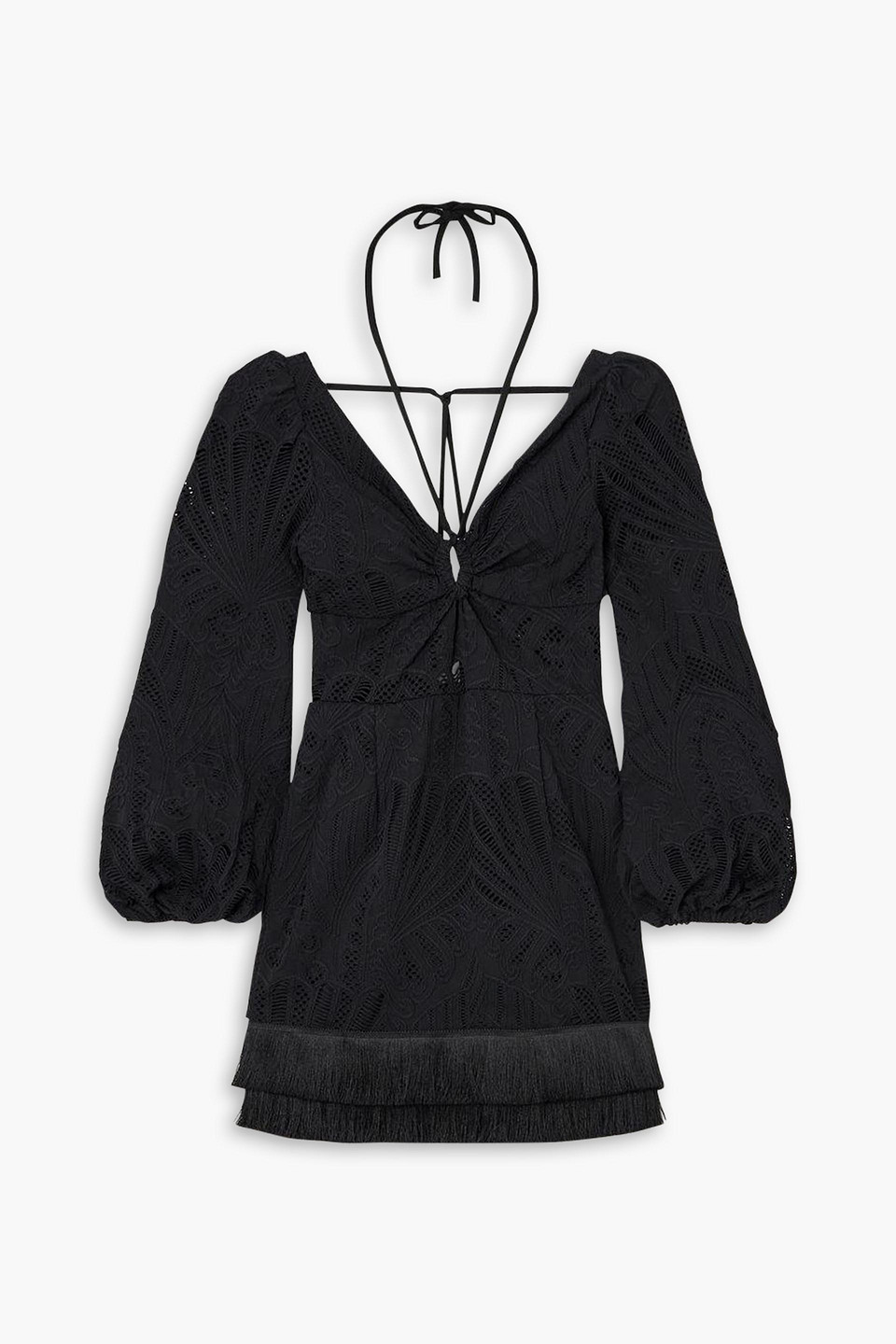 Patbo Lace Mini Dress W/ Fringes In Black | ModeSens