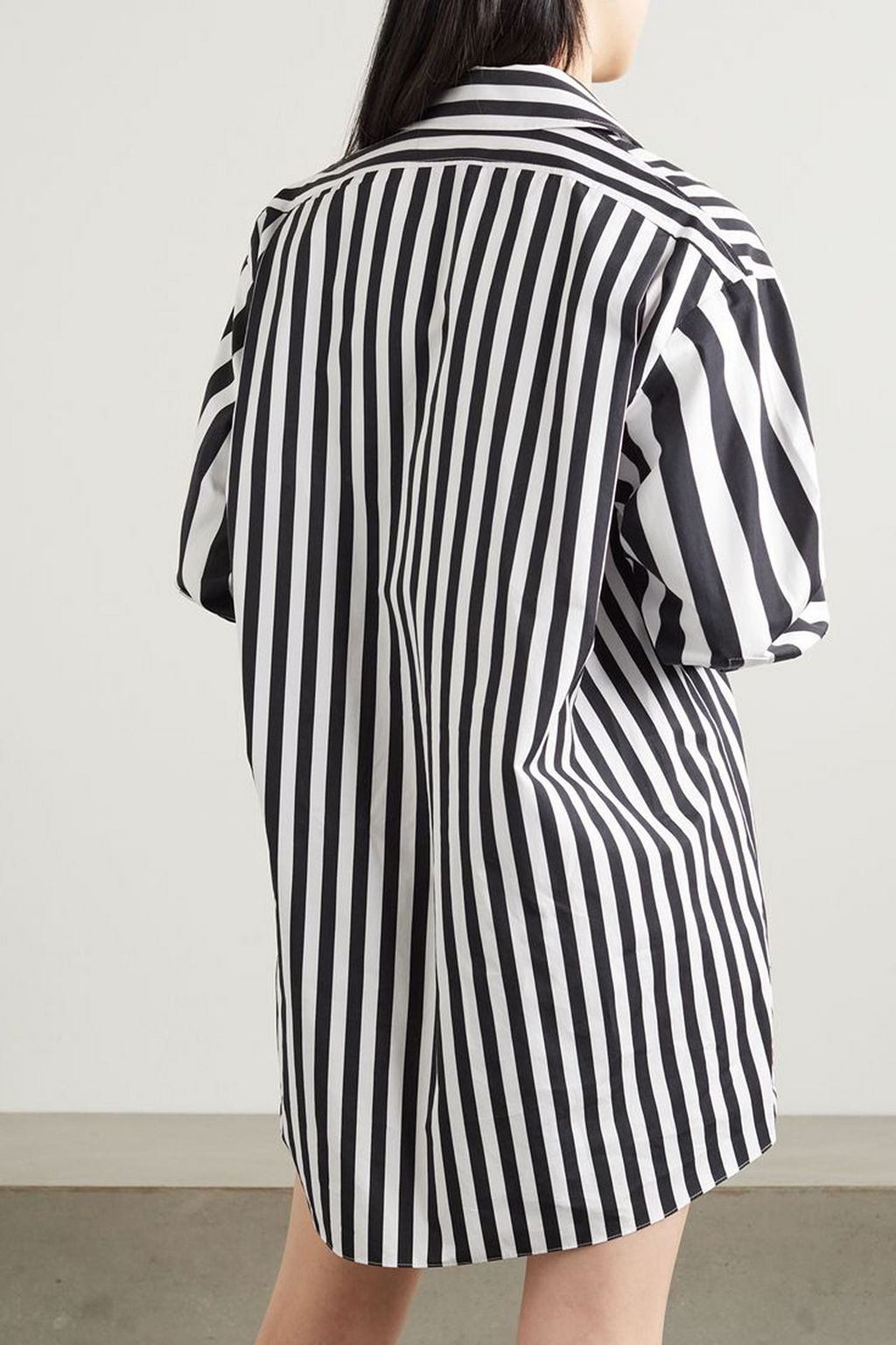 PATOU Iconic oversized embroidered striped cotton-poplin mini shirt dress