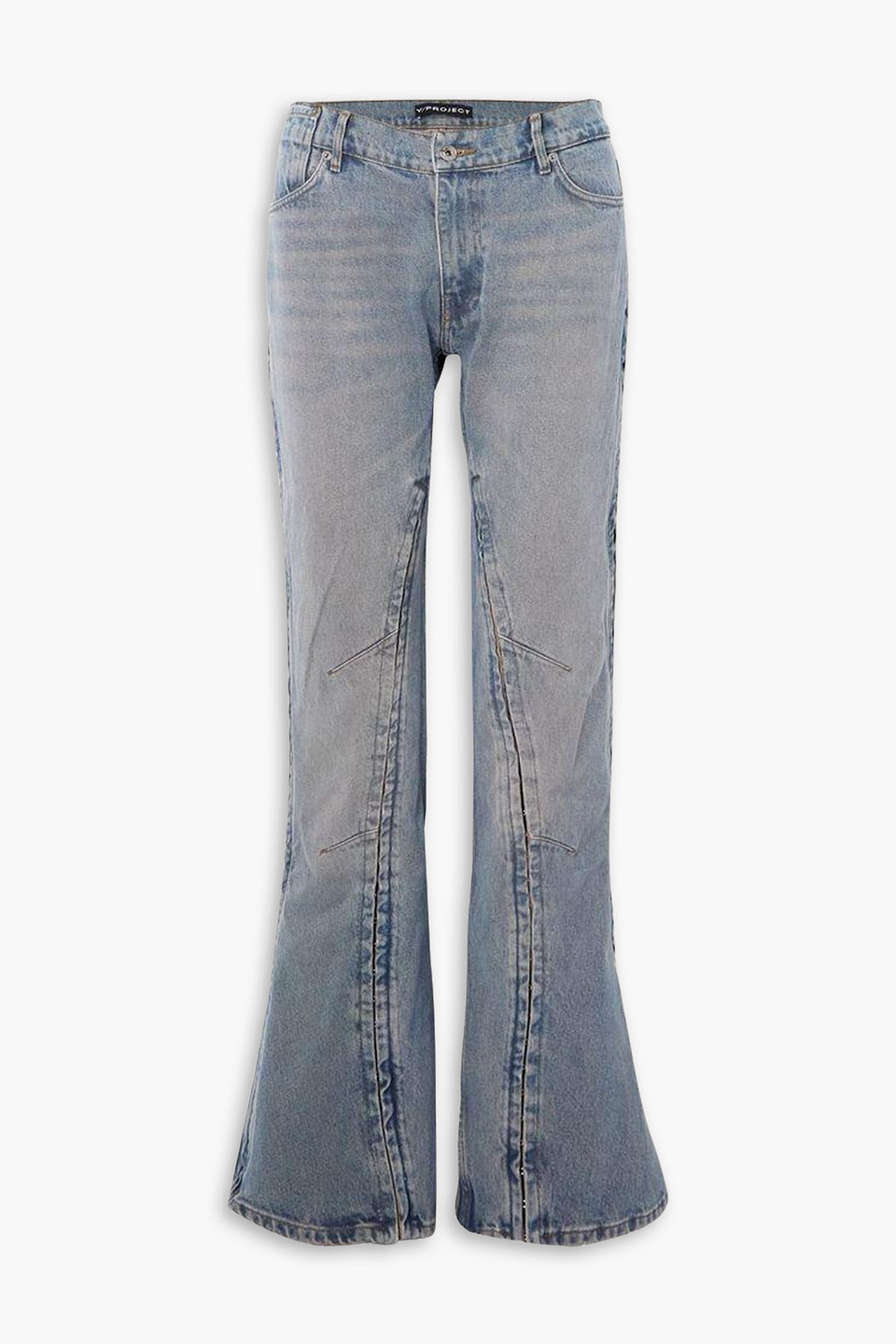 Y/project Convertible Low-rise Straight-leg Jeans In Light Denim