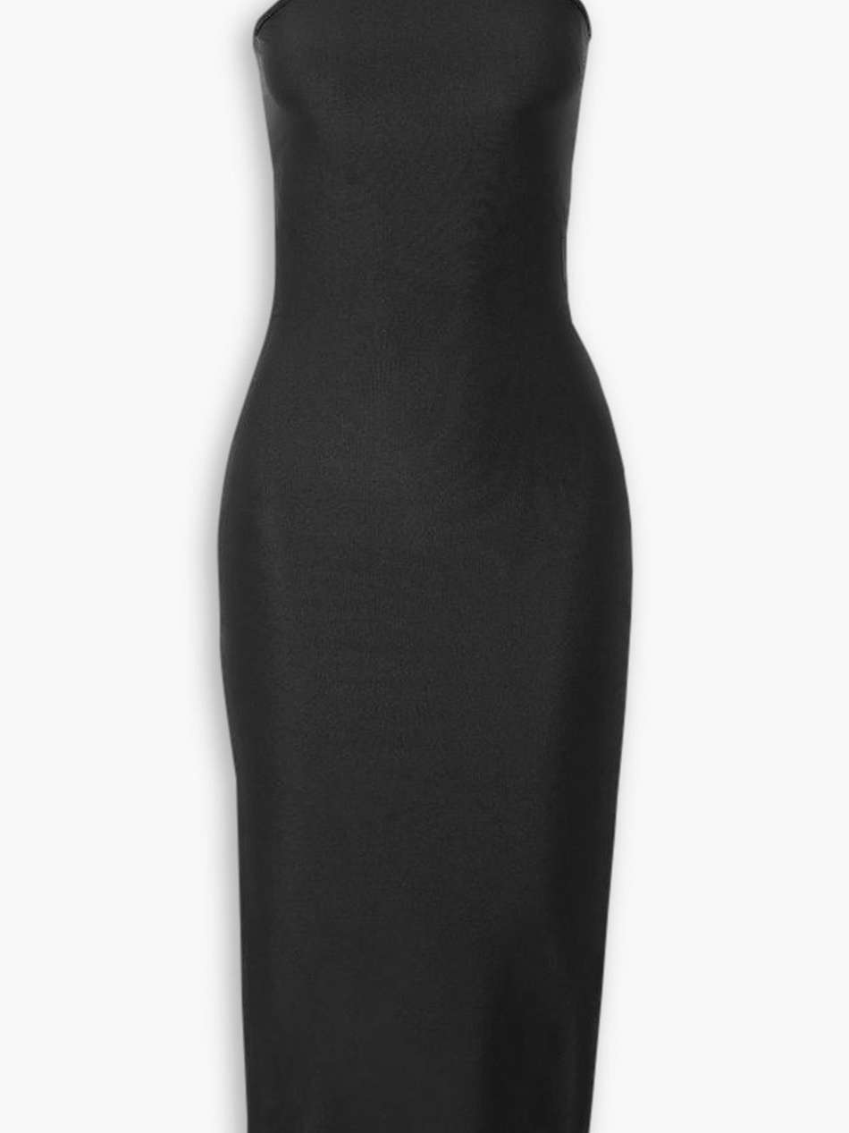 embellished satin-jersey midi dress