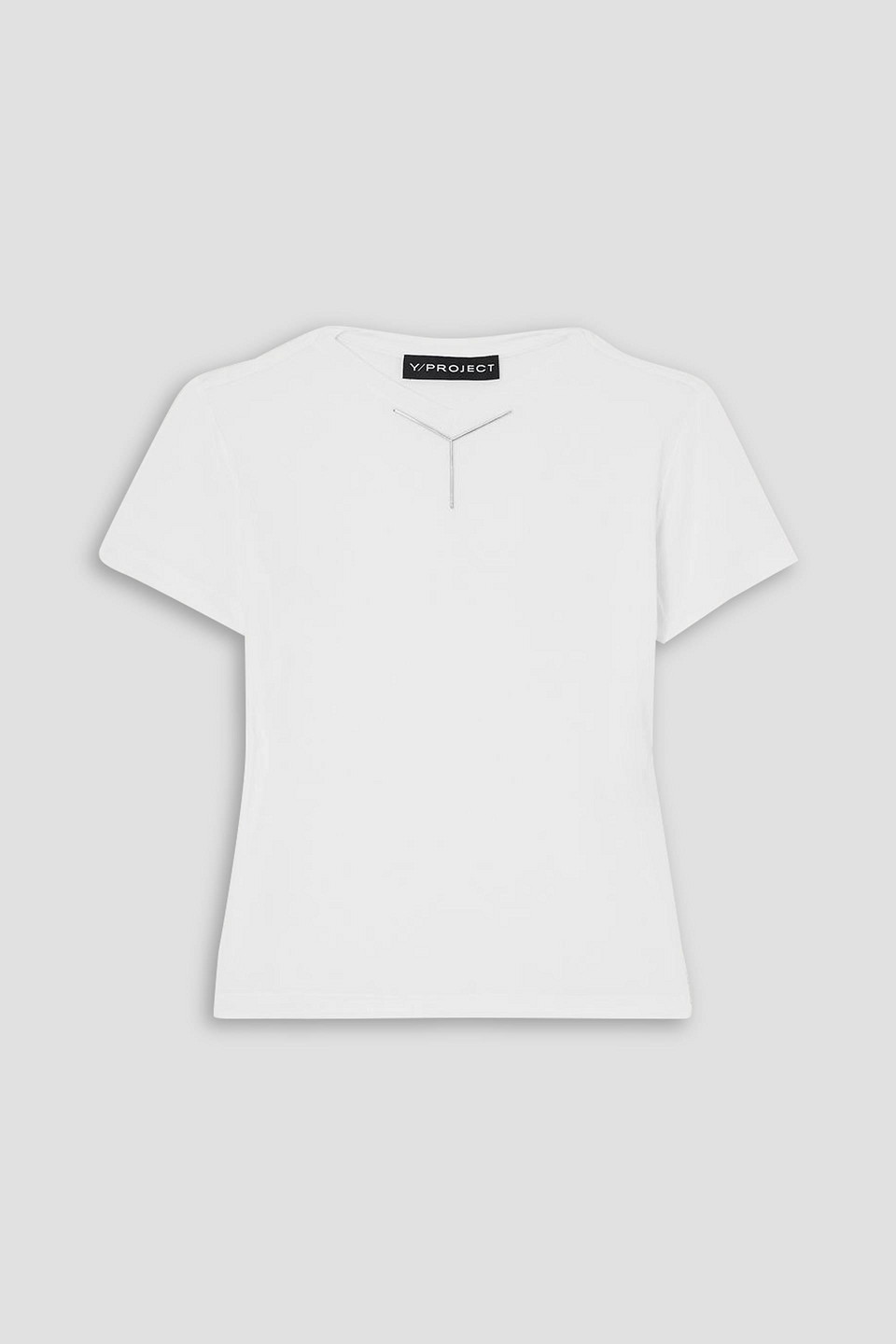 Y/project Embellished Stretch-jersey T-shirt In White