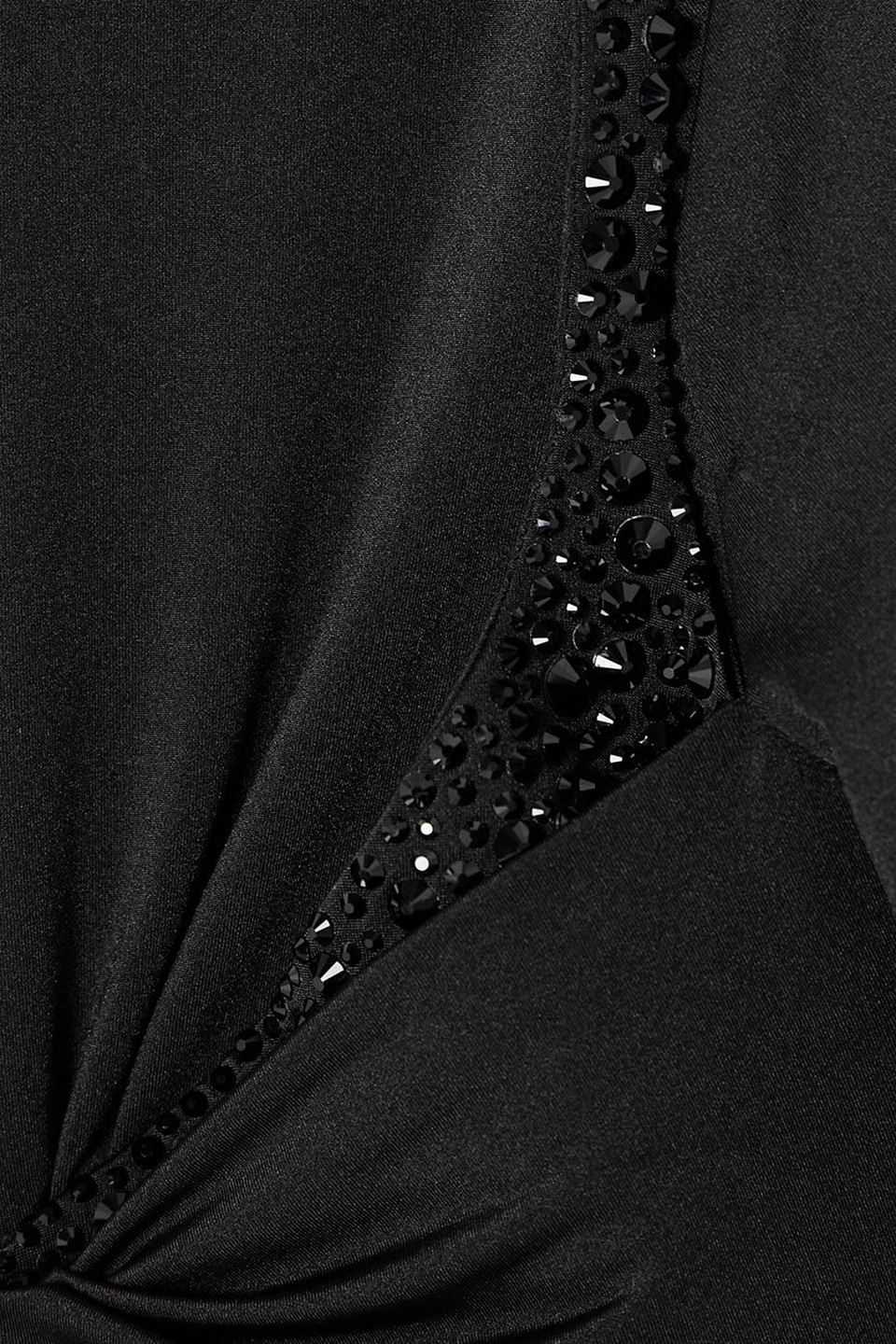 16arlington Tevenz Twist-front Crystal-embellished Stretch-jersey Bodysuit In Black