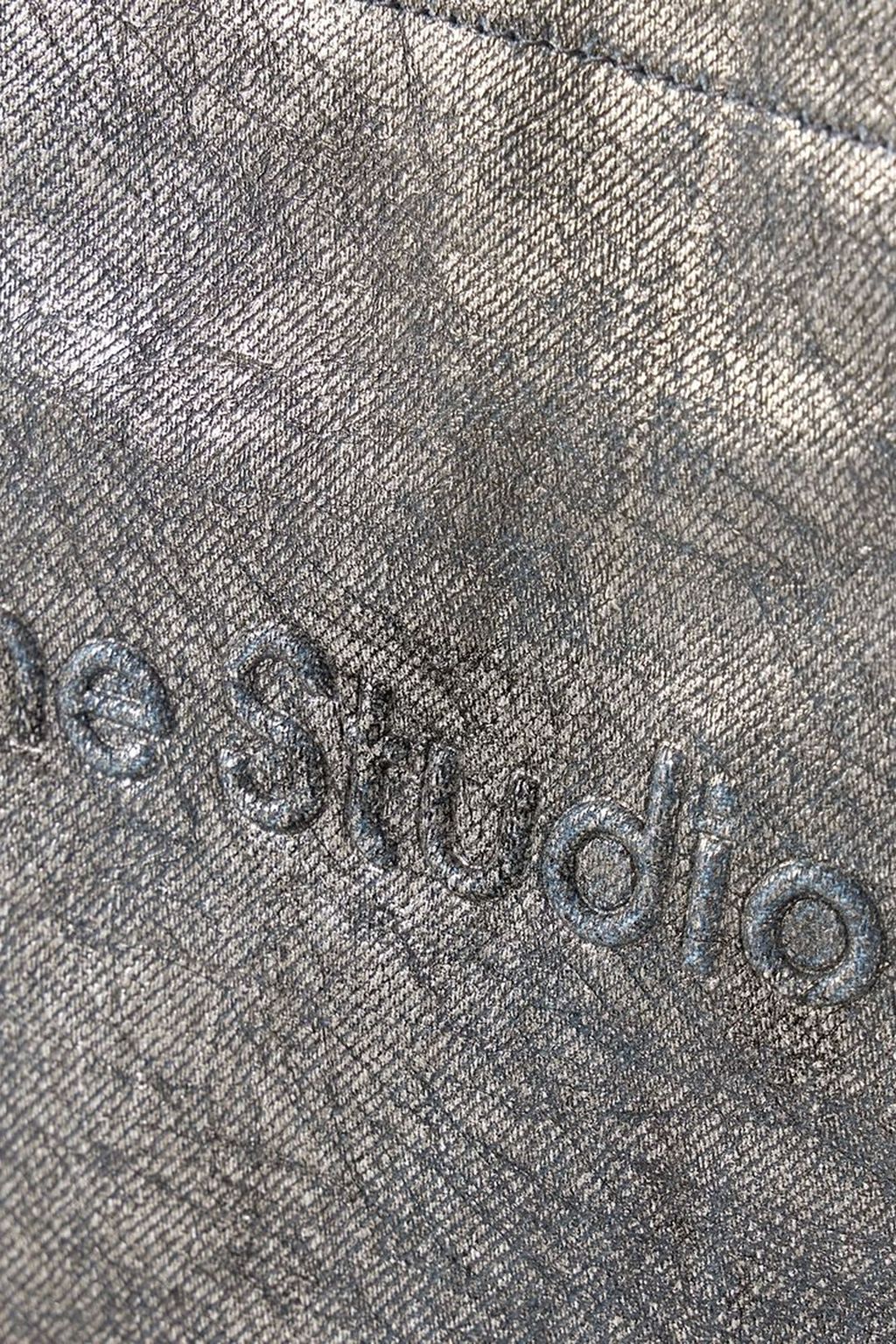 ACNE STUDIOS Embossed distressed metallic denim tote