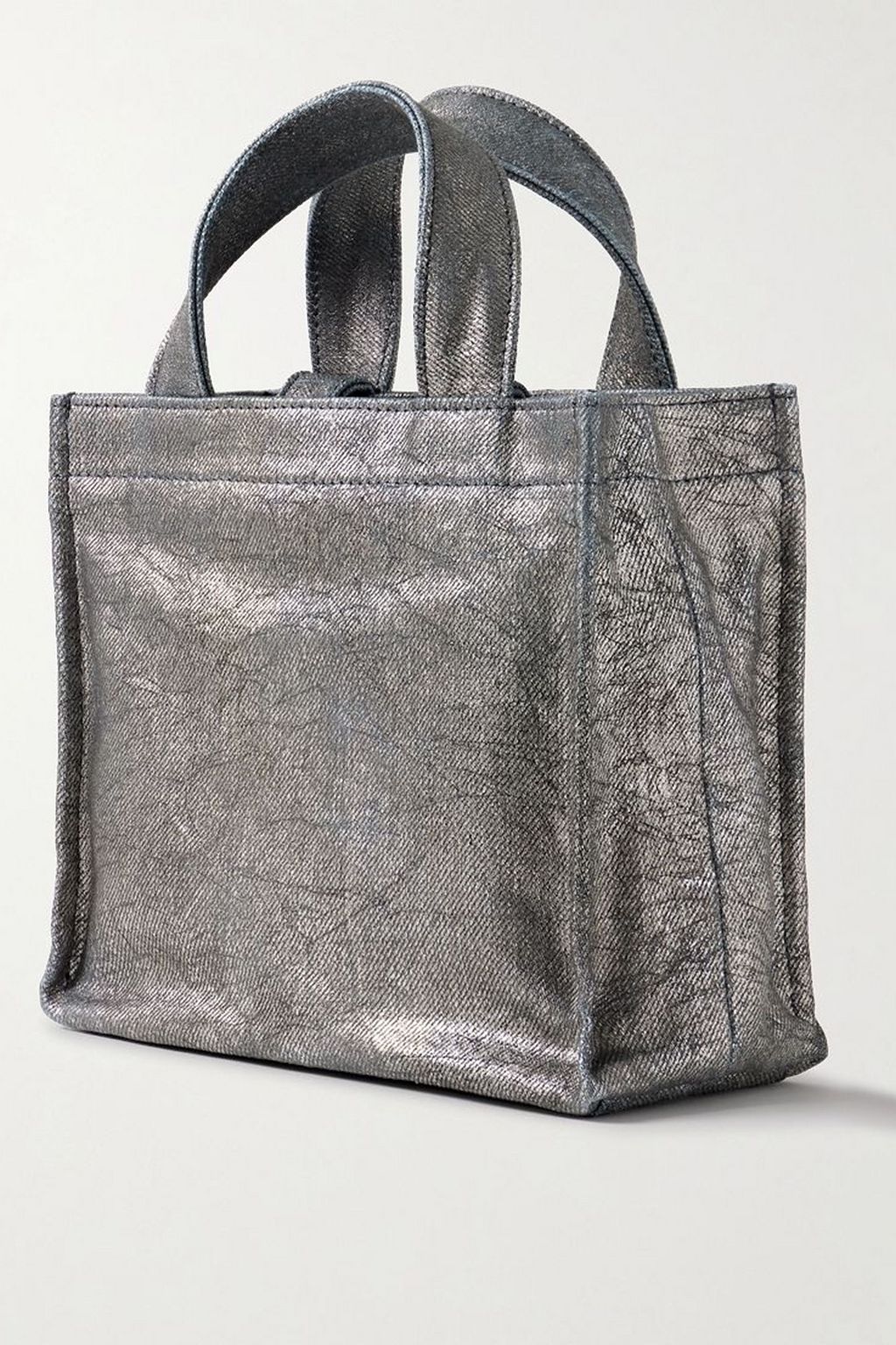 ACNE STUDIOS Embossed distressed metallic denim tote