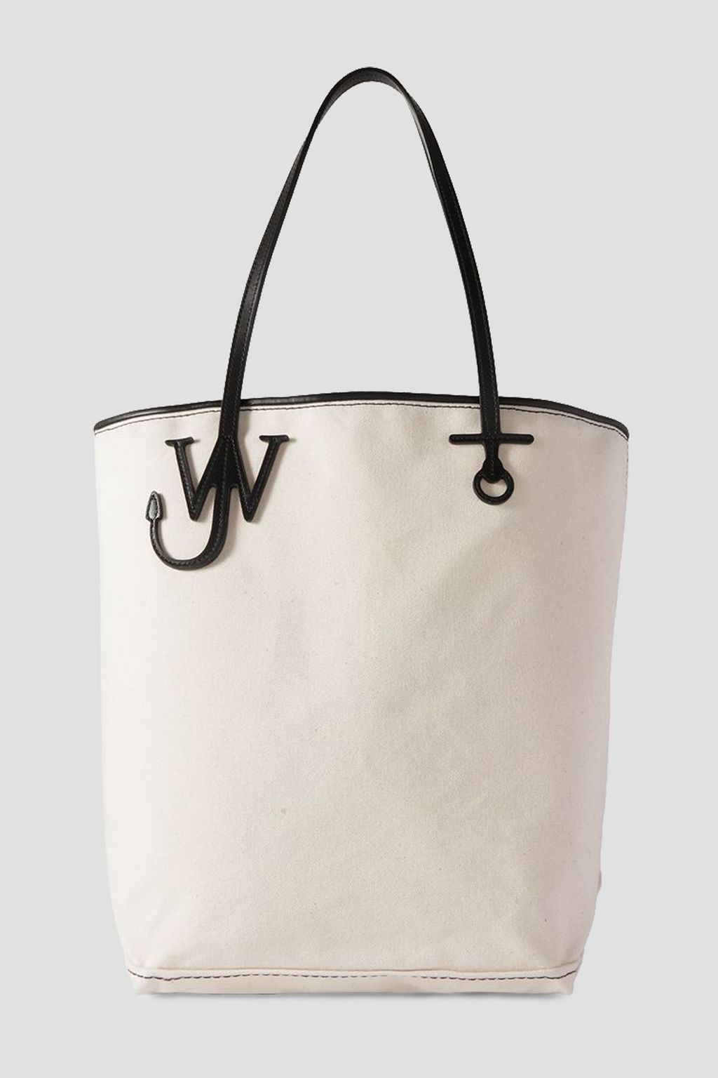 Anchor leather trimmed cotton canvas tote white One Size