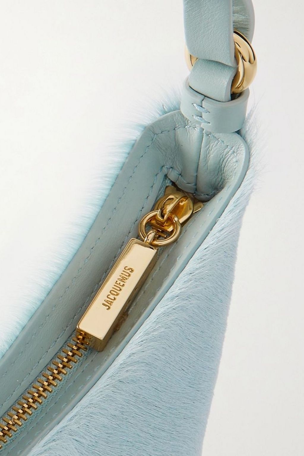 JACQUEMUS Le Bisou Perle embellished calf hair shoulder bag
