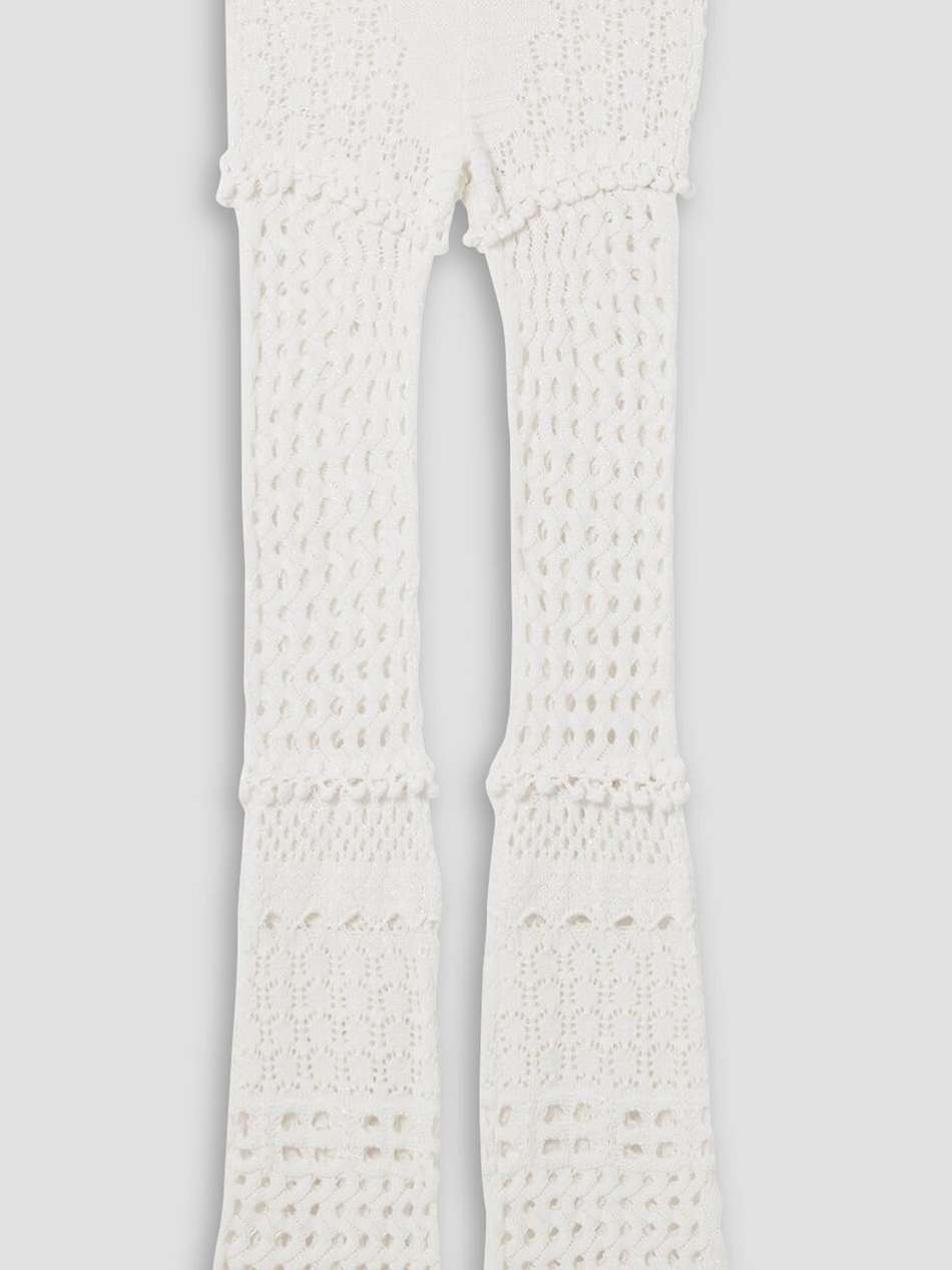 kyla iridescent crochet-knit cotton-blend straight-leg pants