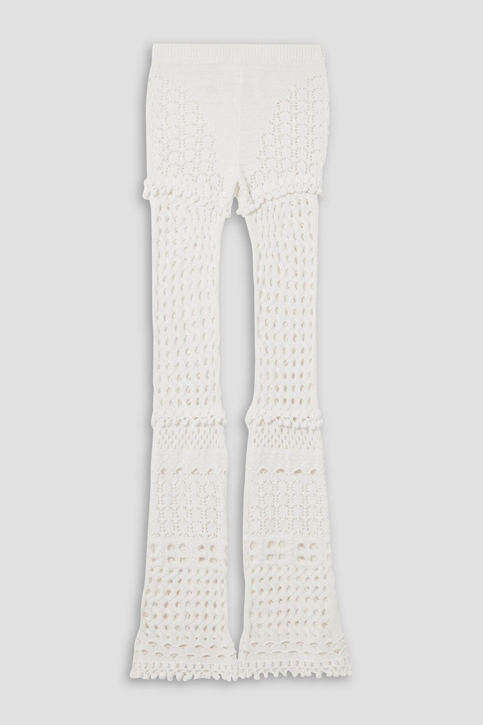 Retroféte Kyla Iridescent Crochet-knit Cotton-blend Straight-leg Pants In White