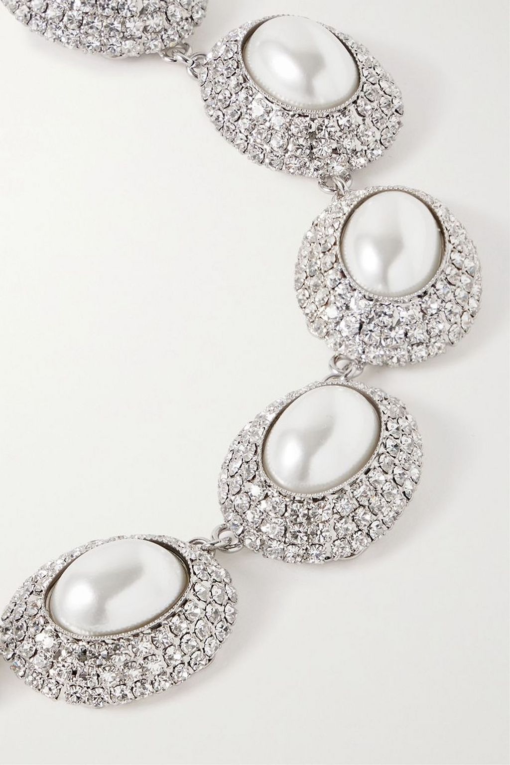 ALESSANDRA RICH Silver-tone, crystal and faux pearl choker