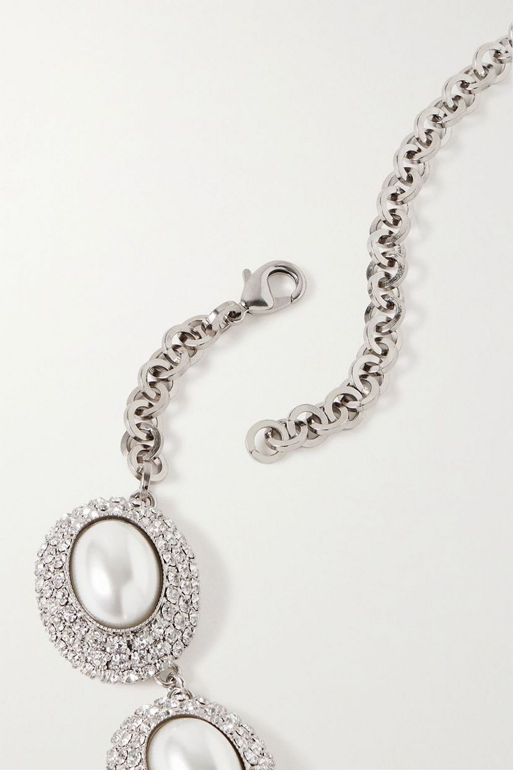 ALESSANDRA RICH Silver-tone, crystal and faux pearl choker