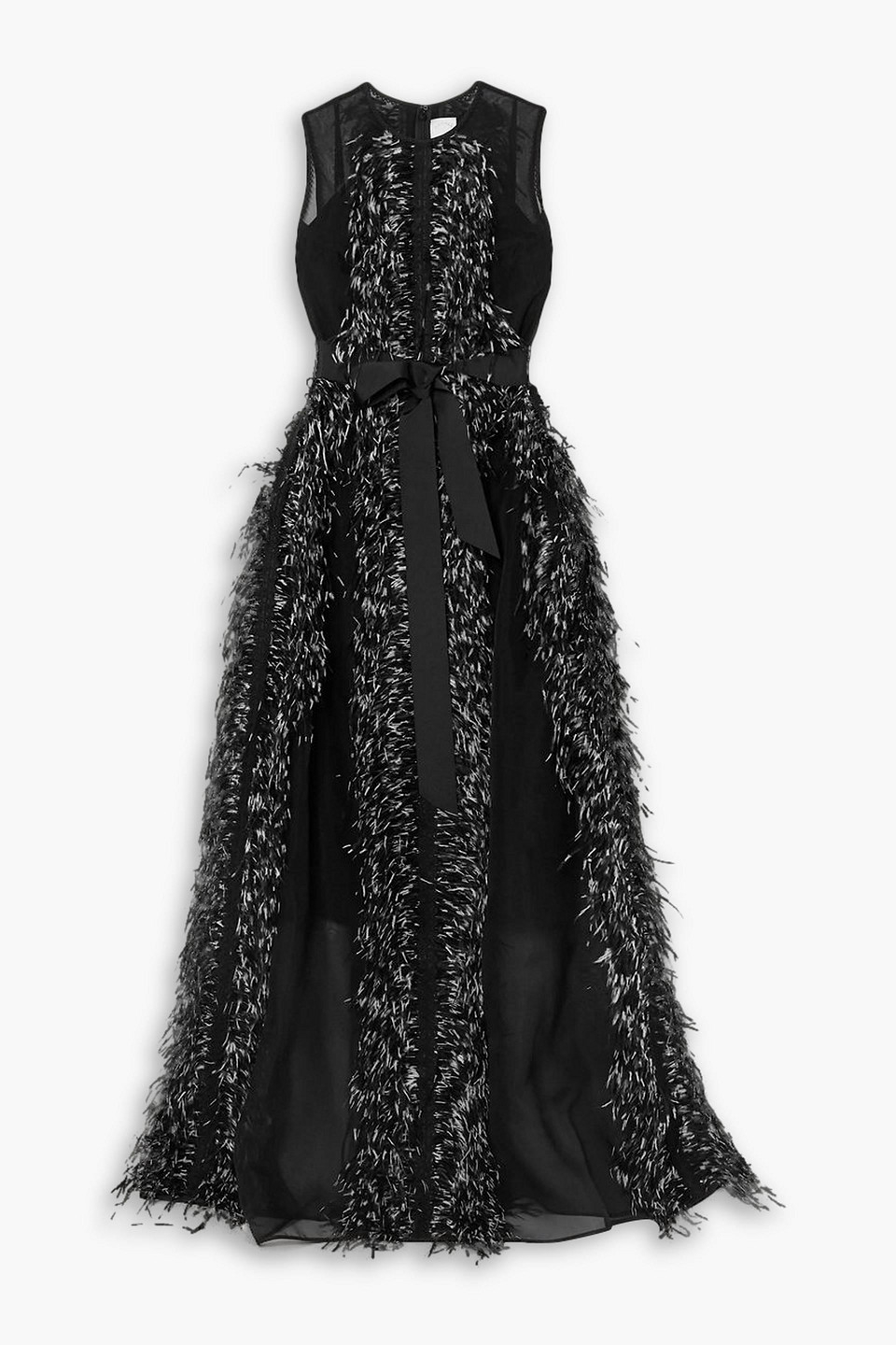 Huishan Zhang Beau Embellished Silk-organza Gown In Black