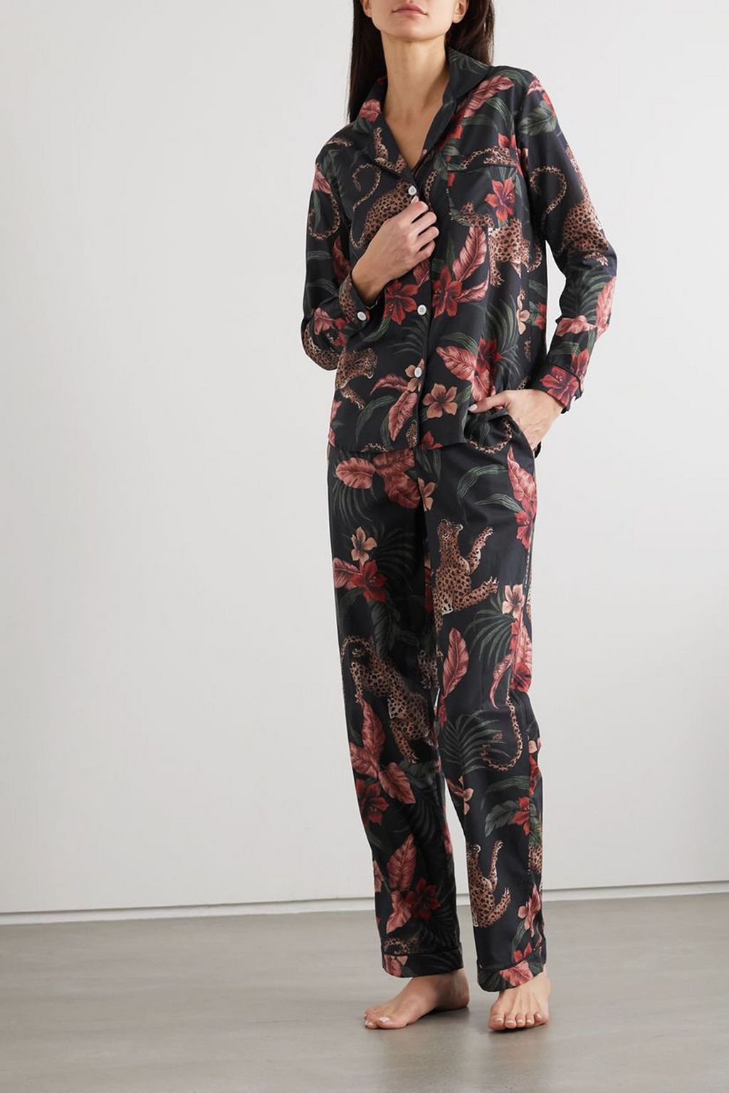 DESMOND & DEMPSEY Printed cotton pajama set