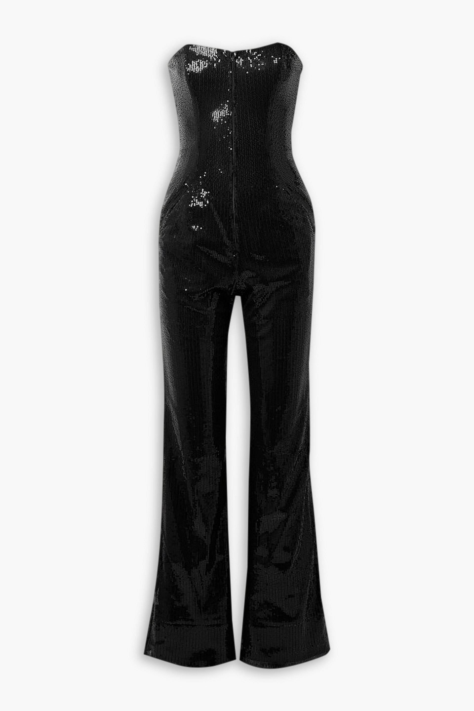 Showstopper strapless sequined tulle jumpsuit