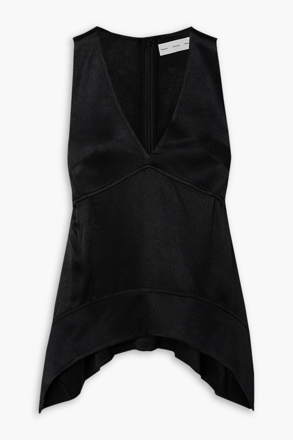 Proenza Schouler Liz Asymmetric Satin-crepe Top In Black